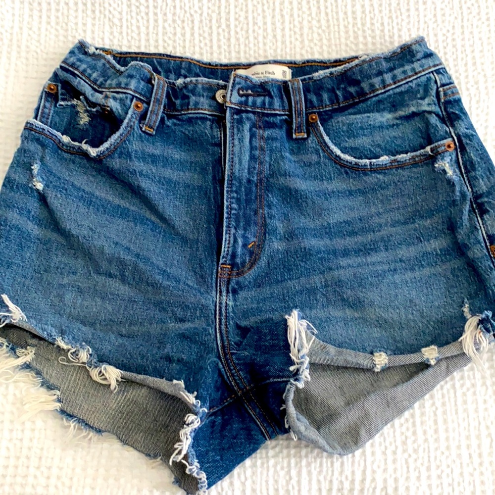 High rise denim shorts
